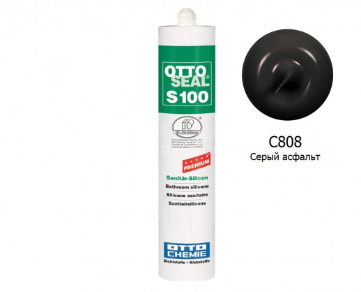 Силиконовый герметик OTTOSEAL S100 PREMIUM С808 (серый асфальт) 300мл