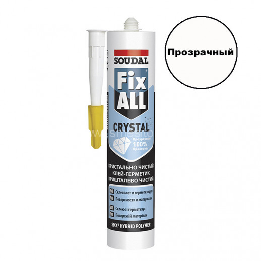 Гибридный полиуретановый клей герметик SOUDAL Fix All CRYSTAL (прозрачный) 290мл