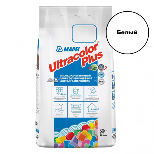 Цементная затирка для швов Mapei Ultracolor Plus №100 (Белый) 5кг