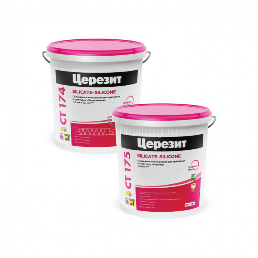 Штукатурка силикат-силиконовая камешковая 1,5мм Церезит CT 174/25 банка 25кг
