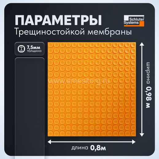 Гидроизоляционное полотно Schluter DITRA HEAT DUO (0,78м2x0,98мх0,8м) арт. DHD8MA