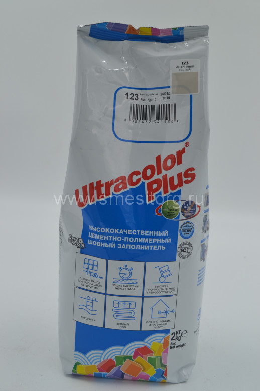 Цементная затирка для швов Mapei Ultracolor Plus №123 (Античный белый) 2кг