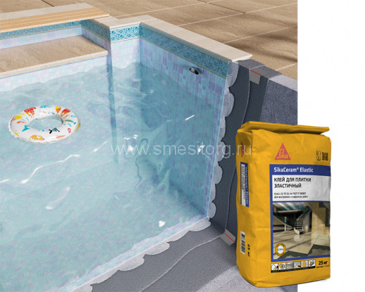 Цементный плиточный клей Sika SikaCeram Elastic (серый) 25 КГ