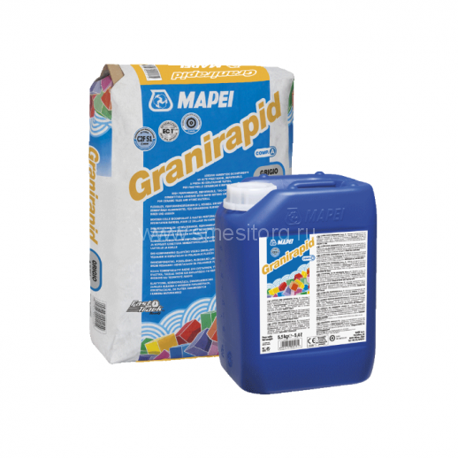 Цементный клей для плитки Mapei Granirapid (А+B) (серый) 30.5 кг
