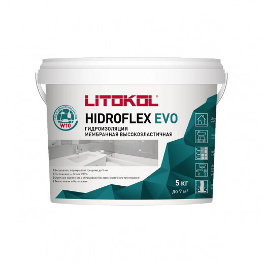 Гидроизоляция обмазочная полимерная LITOKOL HIDROFLEX EVO (зеленый) 5 кг