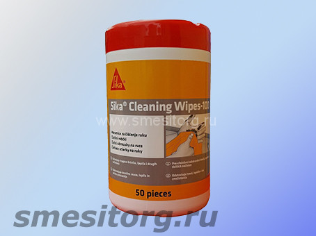 Салфетки для очистки инструмента и рук Sika Cleaning Wipes-100 банка 50 салфеток