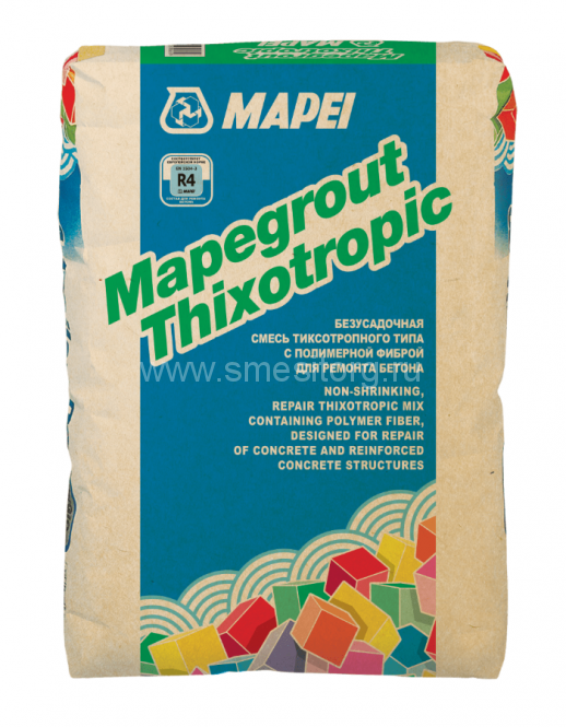 Смесь для ремонта бетона Mapei Mapegrout Thixotropic тиксотропного типа 25кг 