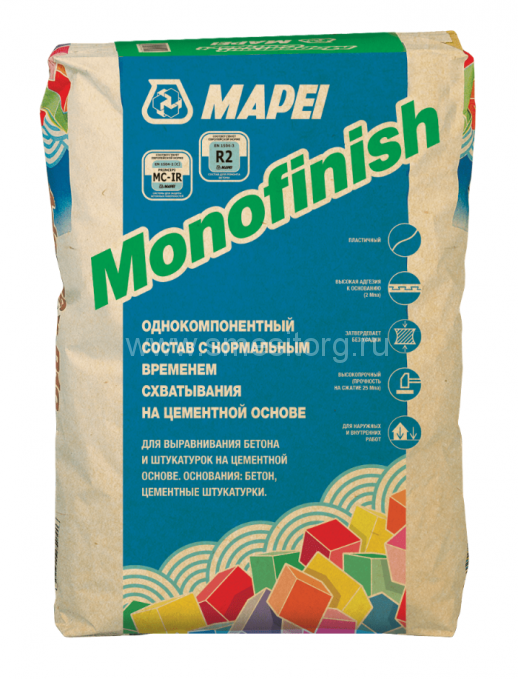 Ремонтно-выравнивающая смесь Mapei Monofinish тиксотропного типа 22 кг