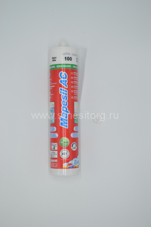 Силиконовый герметик-затирка MAPEI Mapesil AC №100 (белый) 310мл