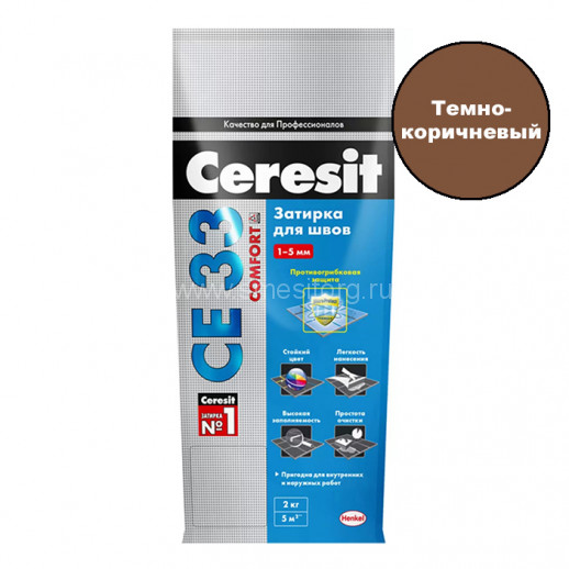 Затирка церезит CE 33/2 цементная 1-6мм S №58 т-корич. 2кг
