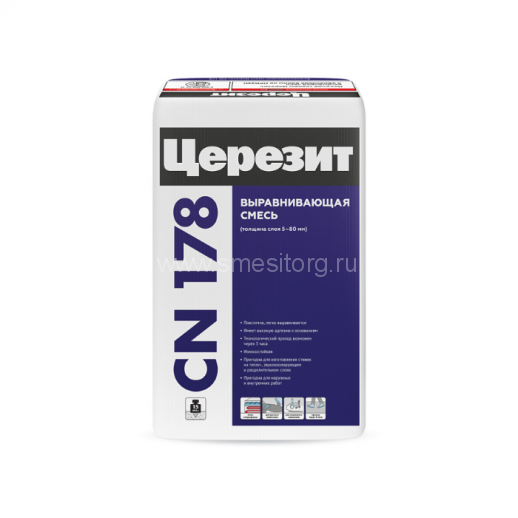 Пол наливной цементный для внутриних и наружных помещений Церезит CN 178/25 мешок 25кг