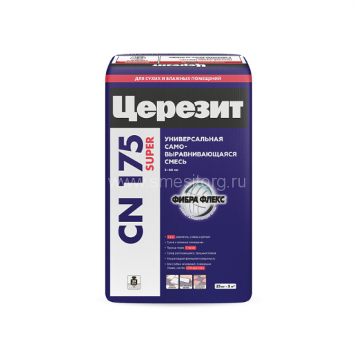 Пол наливной с армирующими микроволокнами Фибра Флекс от 3 до 60 мм Церезит CN 175/25 мешок 25кг