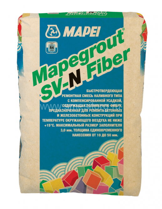 Смесь для ремонта бетона Mapei Mapegrout SV-N Fiber наливного типа 25кг