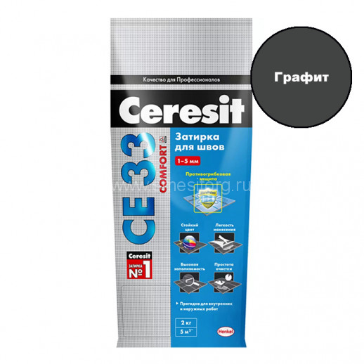 Затирка церезит CE 33/2 цементная 1-6мм S №16 графит 2кг