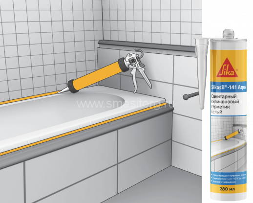 Герметик силиконовый санитарный Sika Sikasil-141 Aqua (прозрачный) 280мл