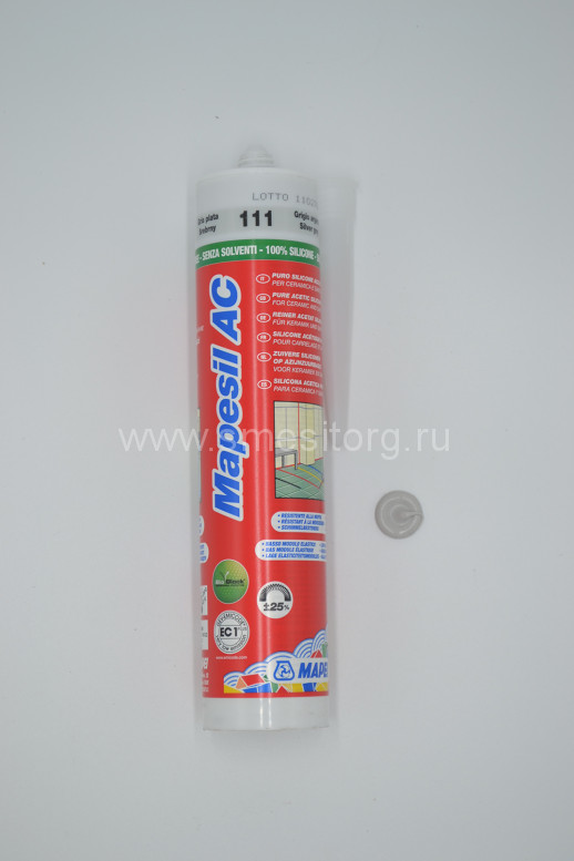 Силиконовый герметик-затирка MAPEI Mapesil AC №111 (светло-серый) 310 мл