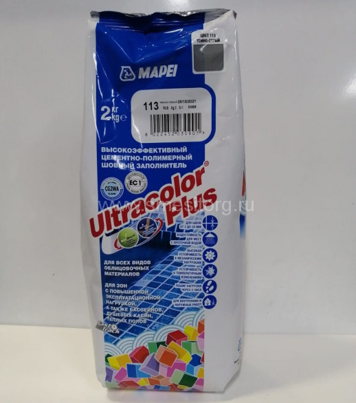 Цементная затирка для швов Mapei Ultracolor Plus №113 (Тёмно-серый) 2кг