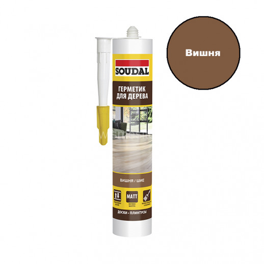 Акриловый герметик SOUDAL паркетный (вишня) 280 мл