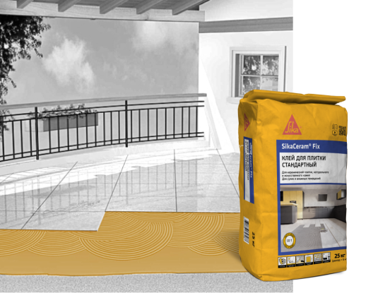 Цементный плиточный клей Sika SikaCeram Fix (серый) 25 кг
