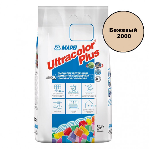 Цементная затирка для швов Mapei Ultracolor Plus №132 (Бежевый 2000) 5кг