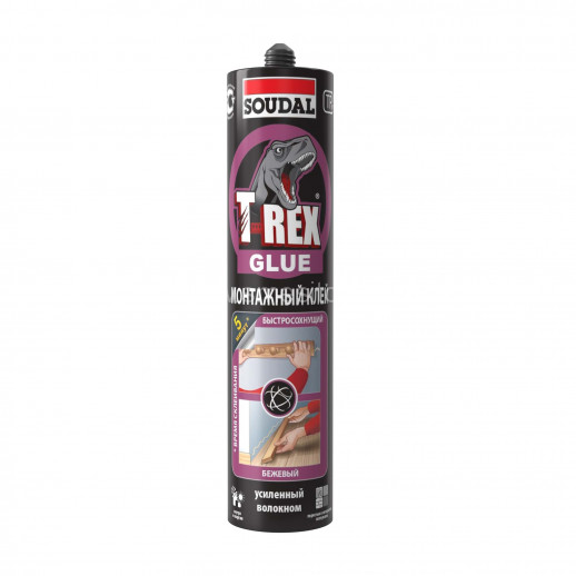 SOUDAL T-rex GLUE монтажный клей быстросохнущий (бежевый) 380 г